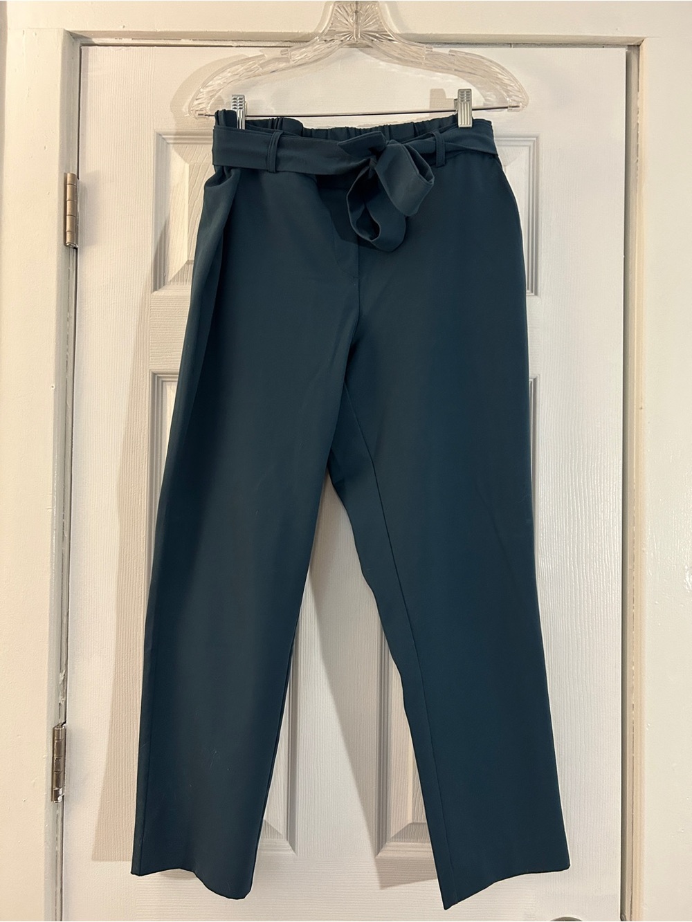Nicole Miller Teal Tie-Waist Paper Bag Style Dress Pants